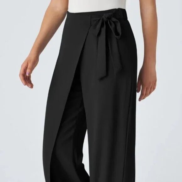 NWT Halara High Waisted Tie Side Invisible Zipper Wide Leg Work Pants X-Large. - Picture 1 of 3